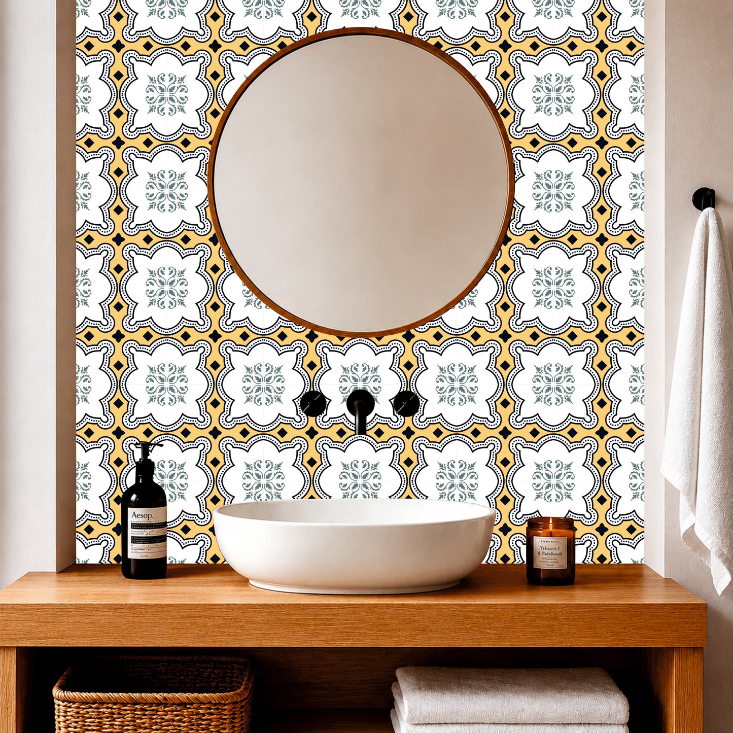 Golden Heritage Floral Tile Sticker