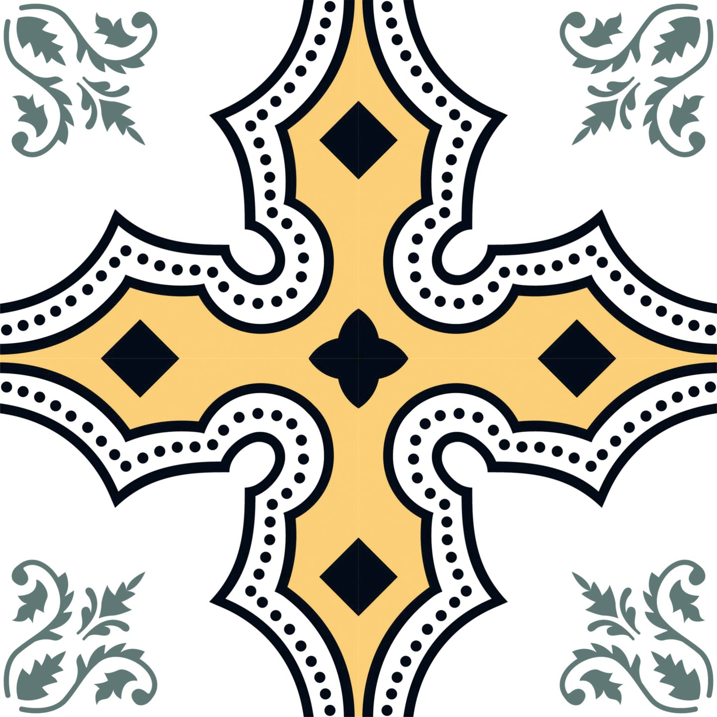 Golden Heritage Floral Tile Sticker