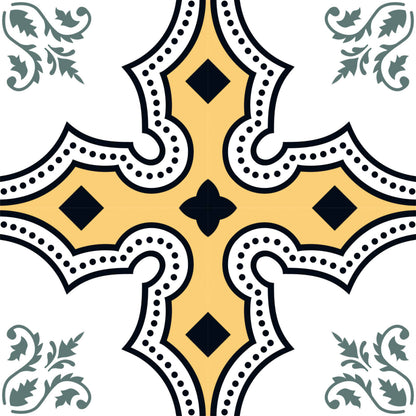 Golden Heritage Floral Tile Sticker
