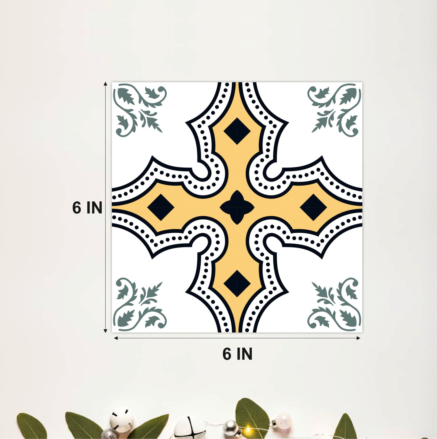 Golden Heritage Floral Tile Sticker