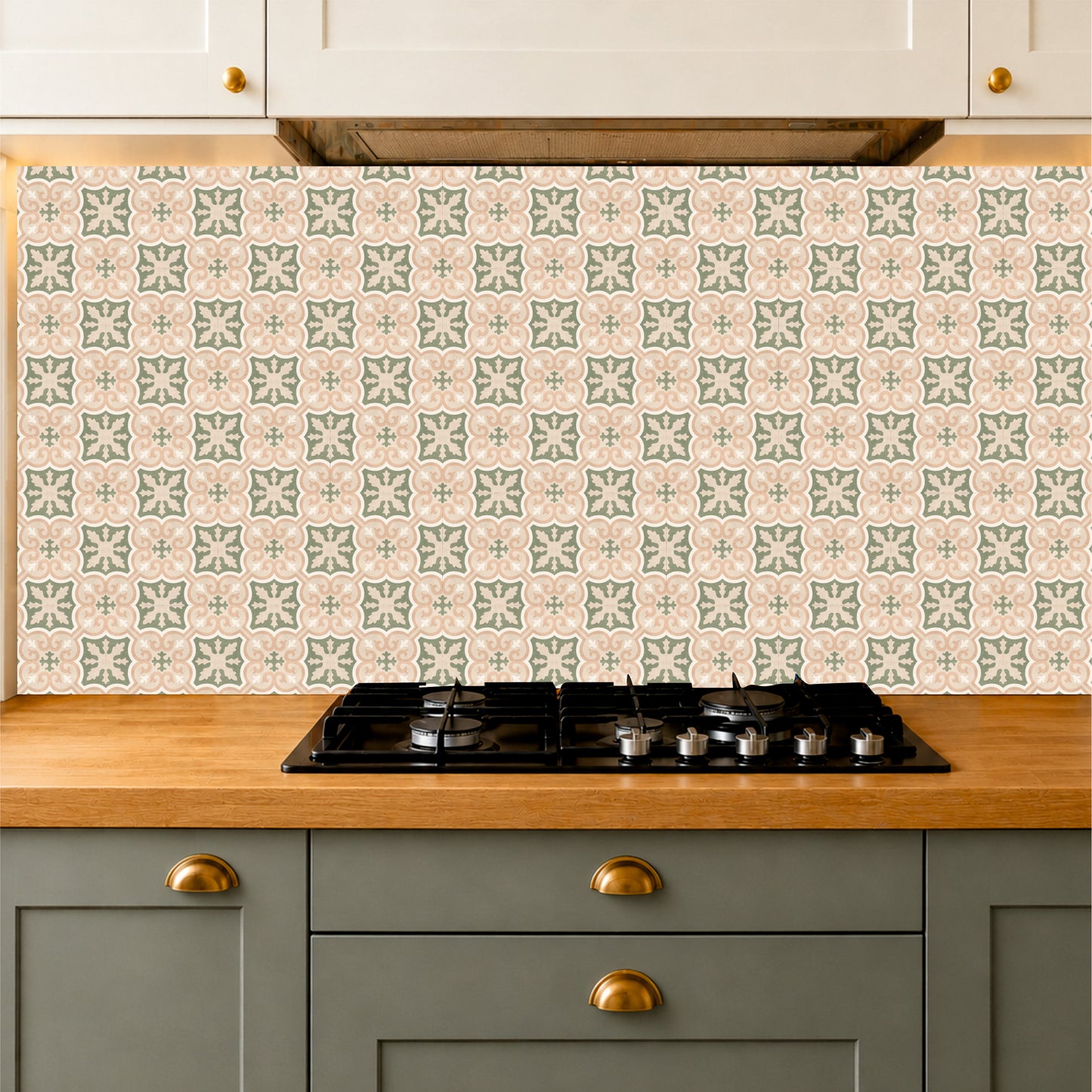 Sage Blossom Medallion Tile Sticker