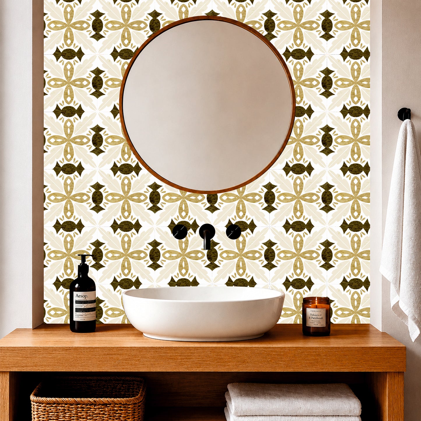 Sage & Sand Floral Tile Sticker