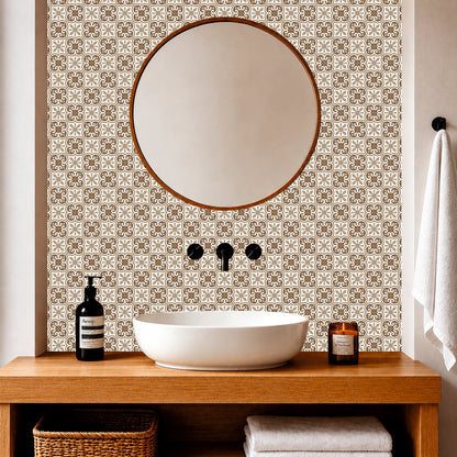 Warm Taupe Arabesque Tile Sticker