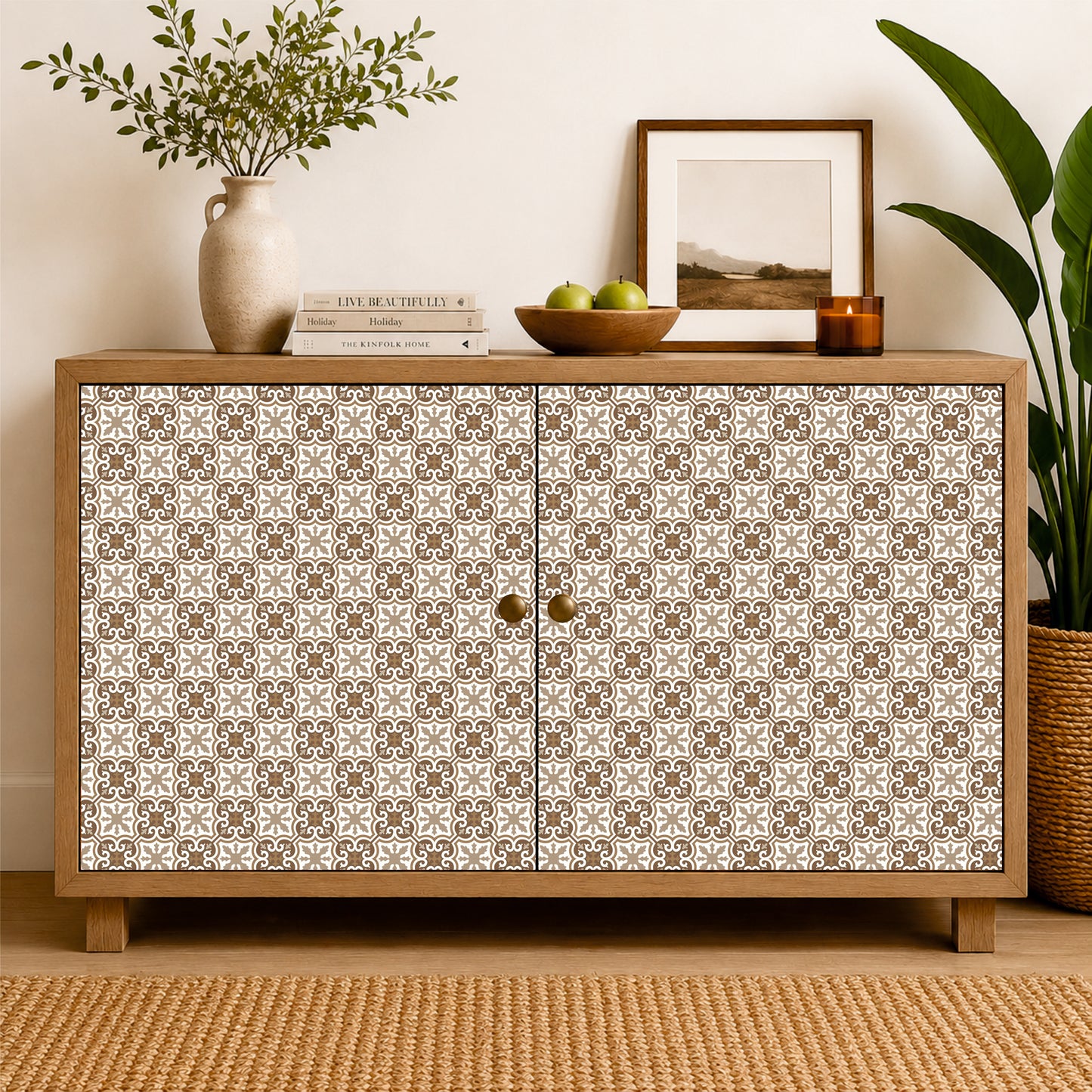 Warm Taupe Arabesque Tile Sticker