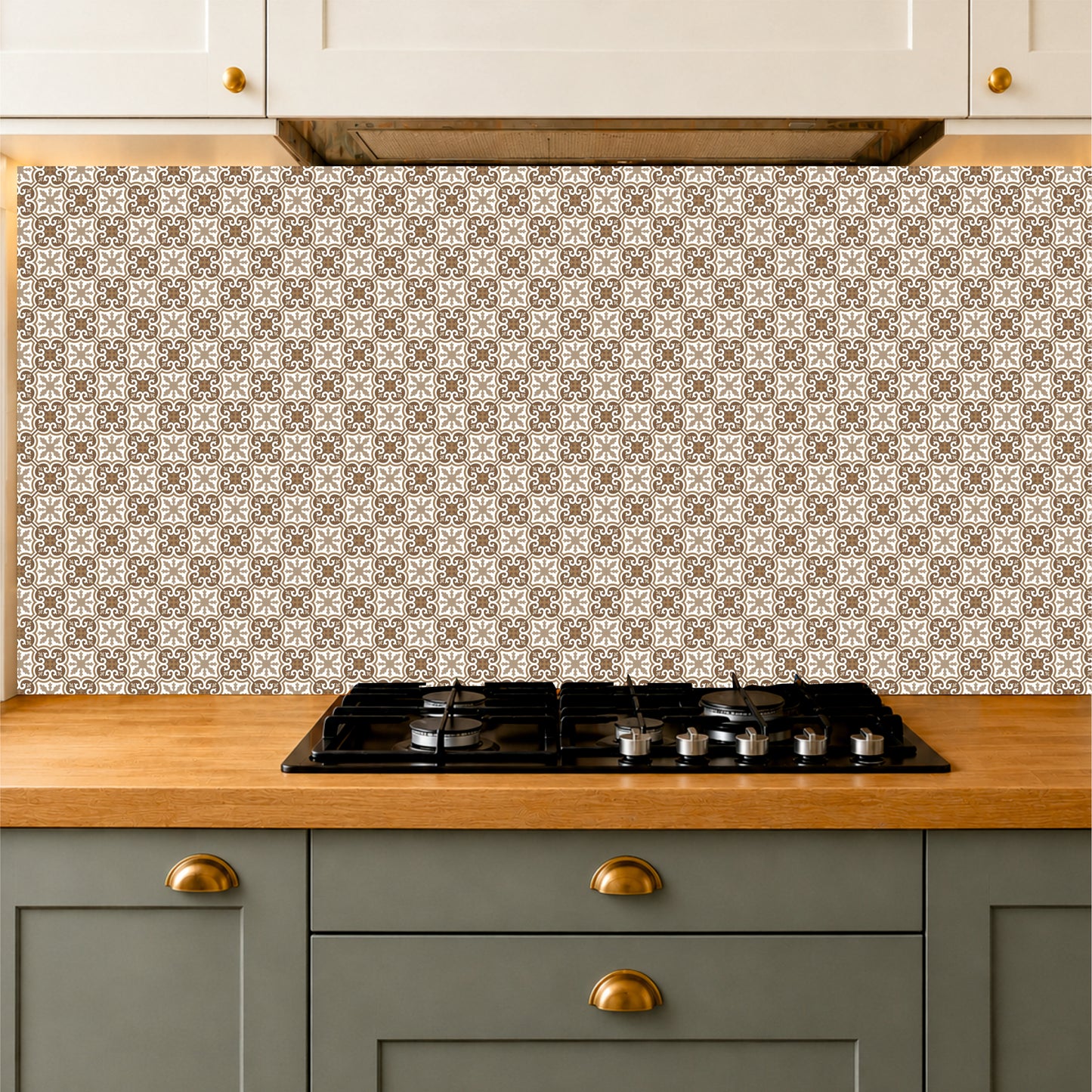 Warm Taupe Arabesque Tile Sticker