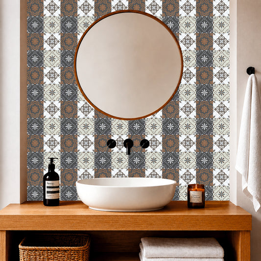 Vintage Floral & Ornamental Patchwork Tile Stickers