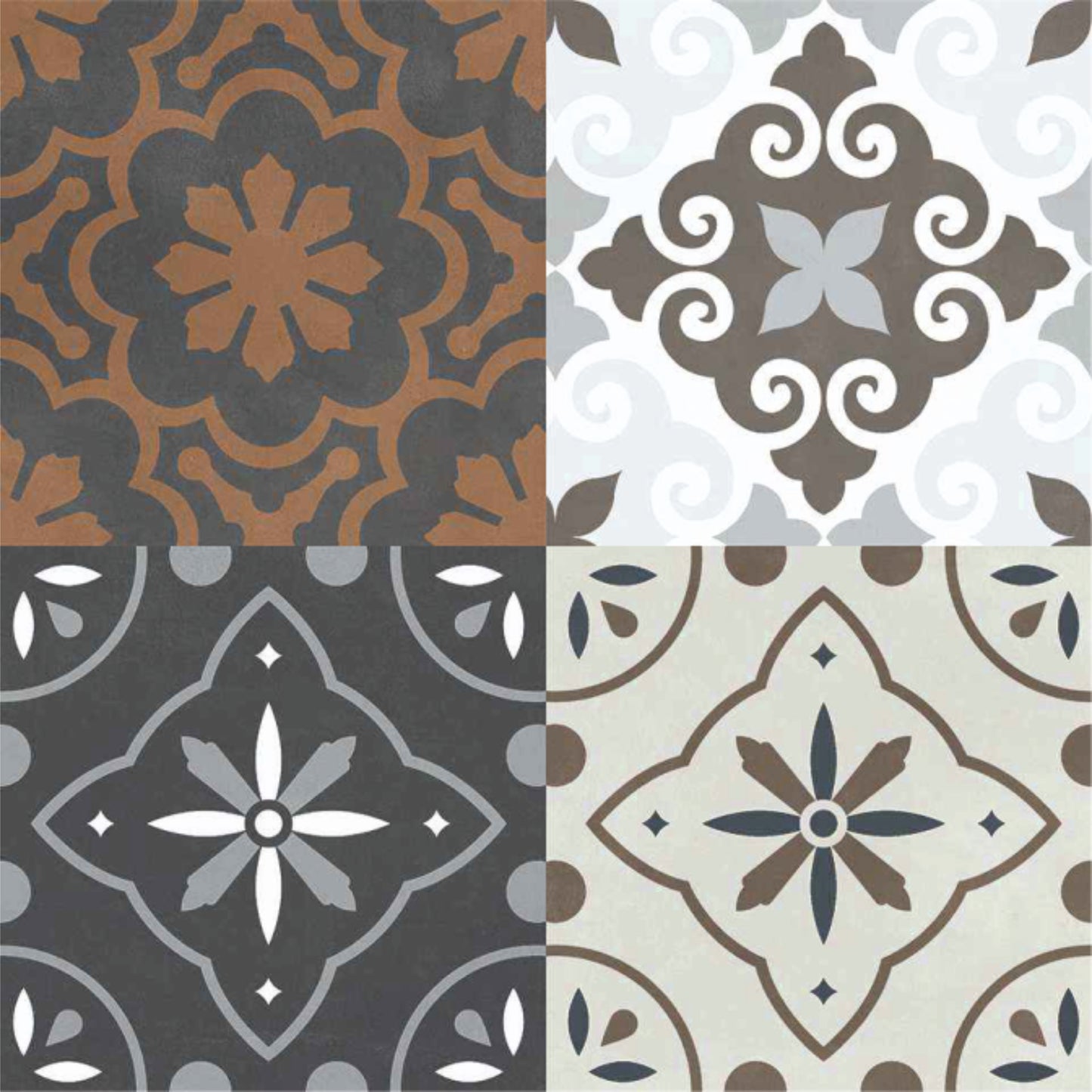 Vintage Floral & Ornamental Patchwork Tile Stickers