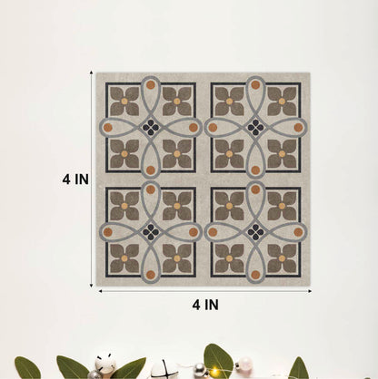 Vintage Taupe Floral Medallion Tile Sticker