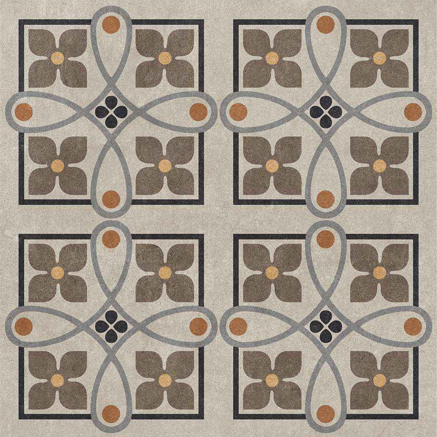 Vintage Taupe Floral Medallion Tile Sticker