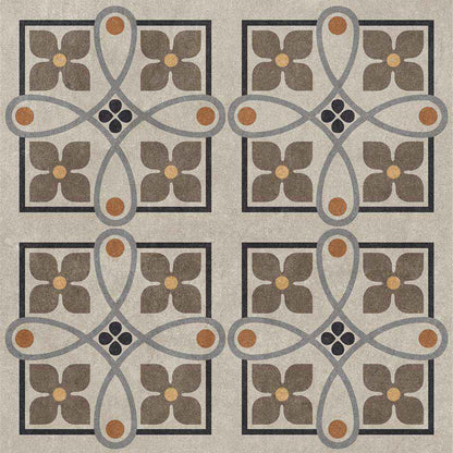 Vintage Taupe Floral Medallion Tile Sticker