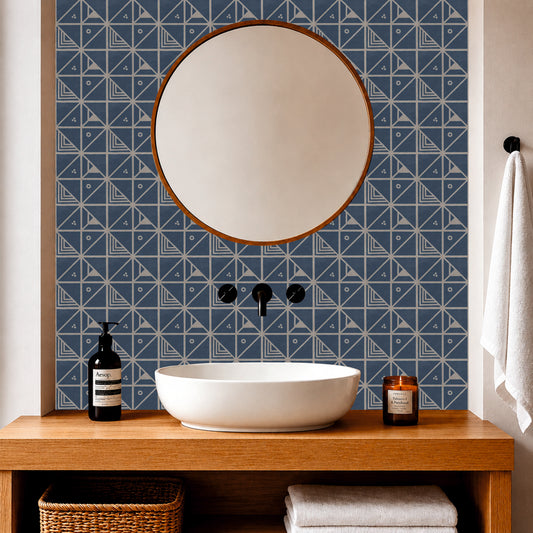 Contemporary Navy Mosaic Tile Sticker
