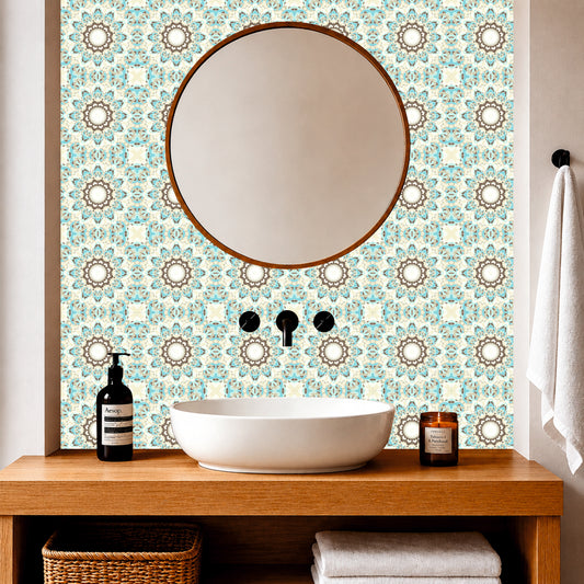 Aqua Mandala Tile Sticker