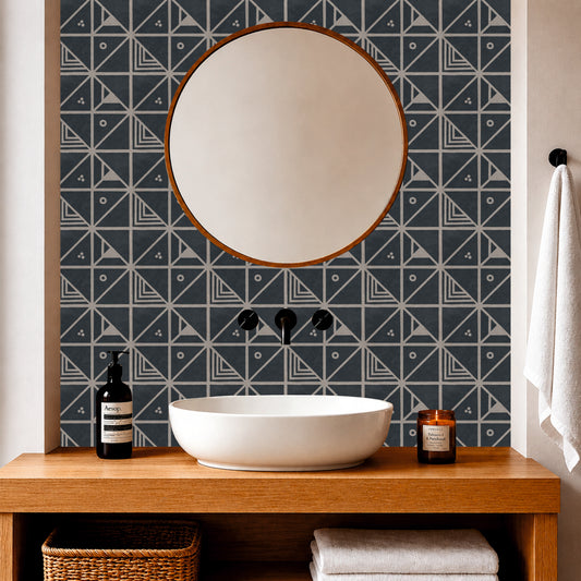Charcoal Geo Mosaic Tile Sticker