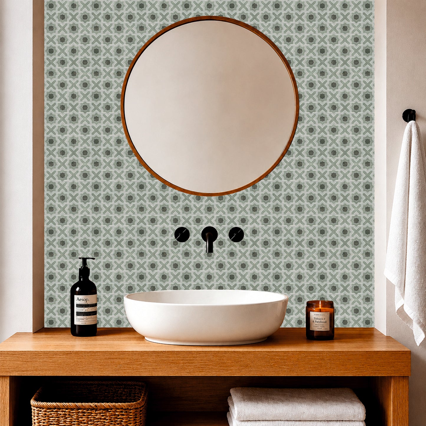 Sage Geometric Mosaic Tile Sticker