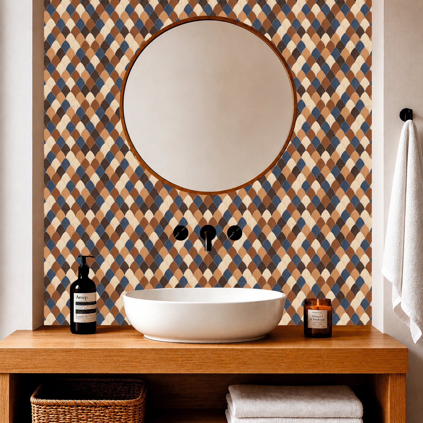 Mediterranean Fan Mosaic Tile Sticker