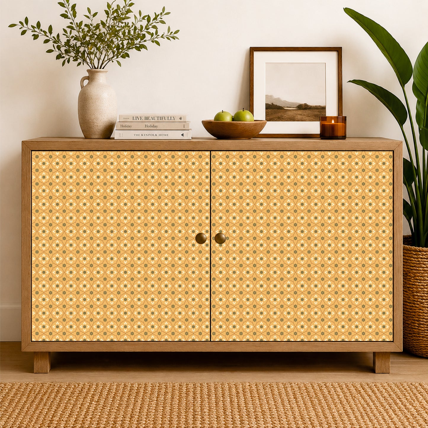 Golden Moroccan Floral Tile Sticker