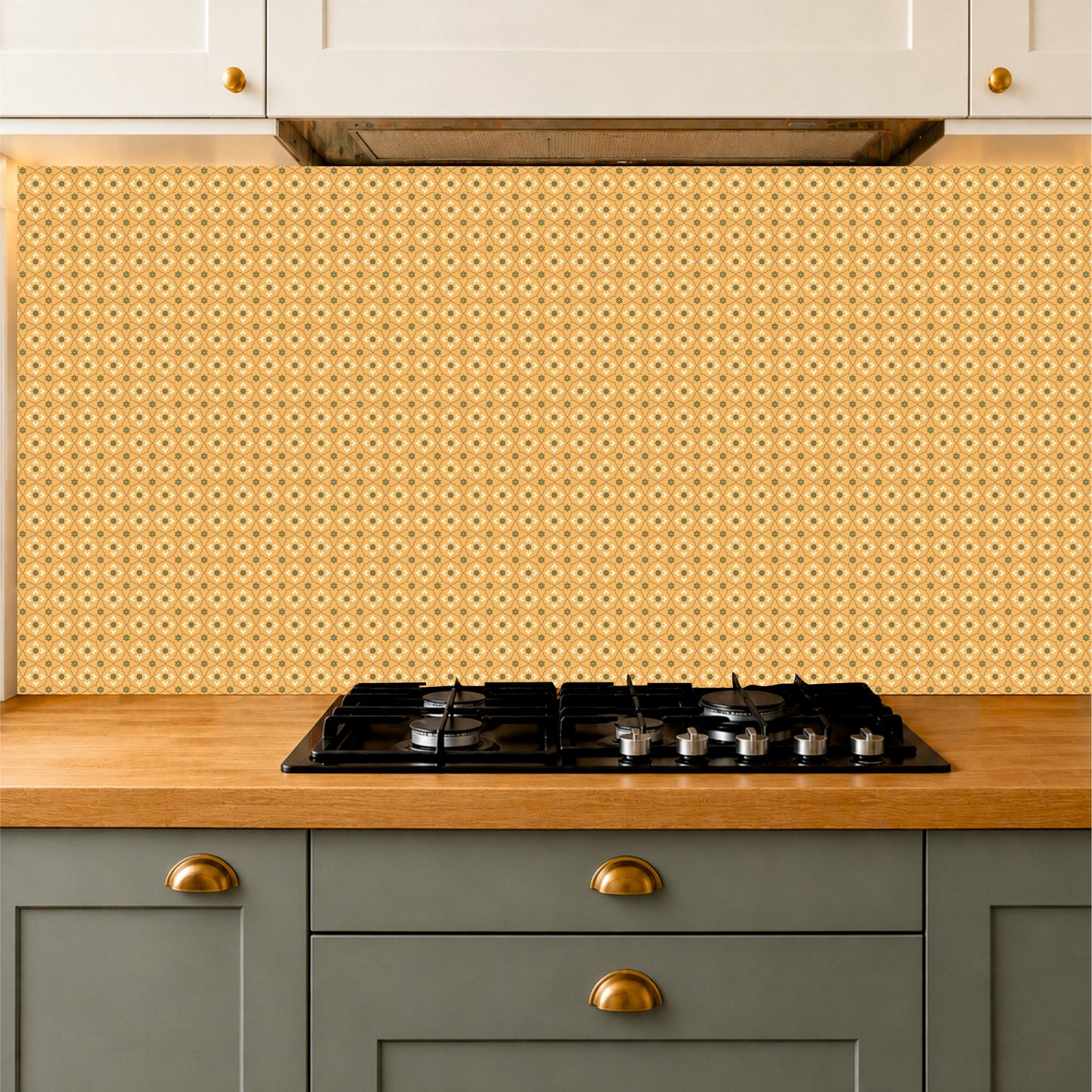 Golden Moroccan Floral Tile Sticker