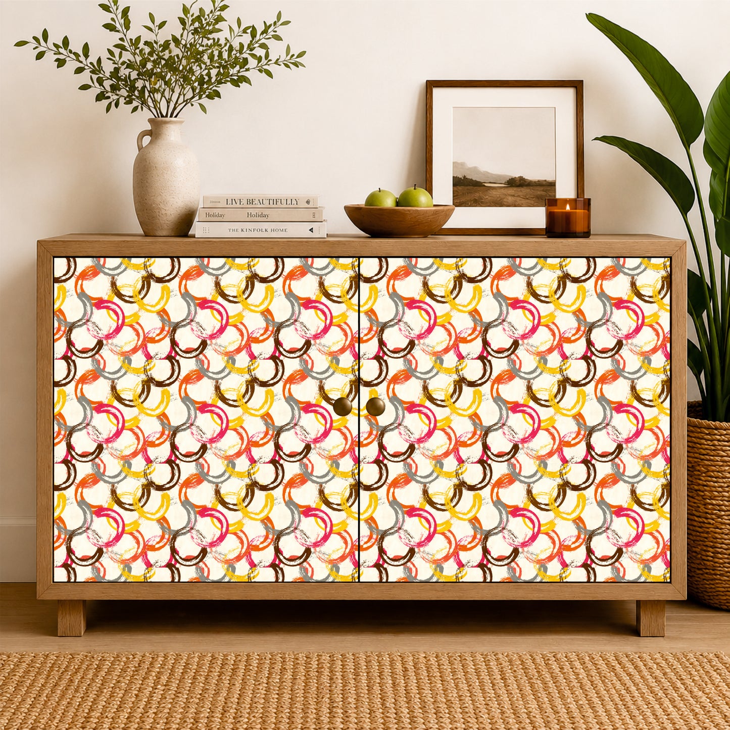 Contemporary Painted Rings Tile Sticker