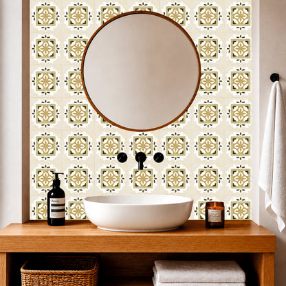 Sandstone Floral Tile Sticker