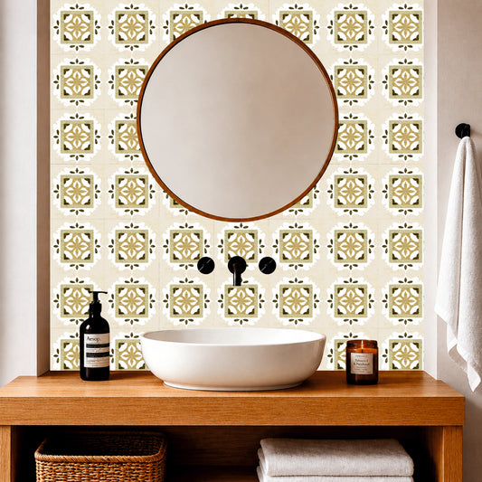 Sandstone Floral Tile Sticker