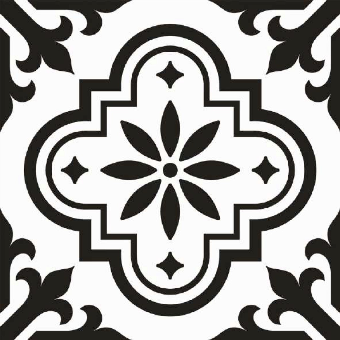 Monochrome Floral Mosaic Tile Sticker