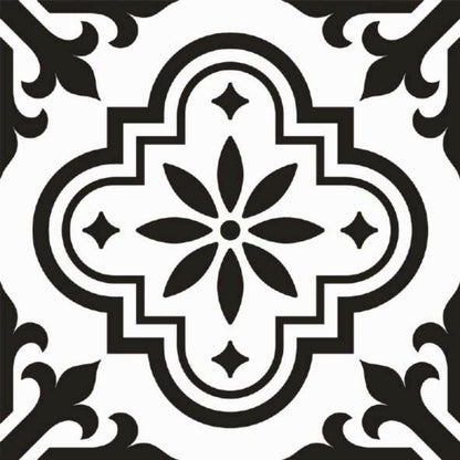 Monochrome Floral Mosaic Tile Sticker