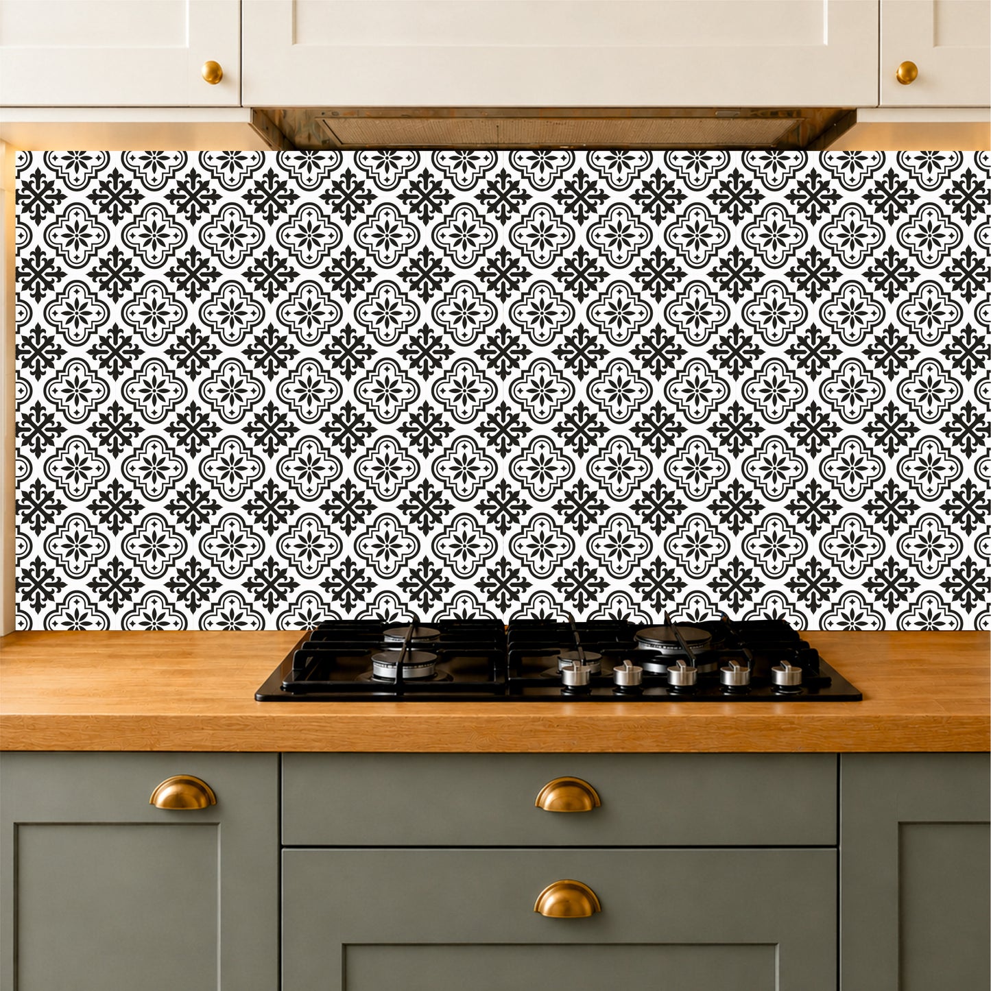 Monochrome Floral Mosaic Tile Sticker