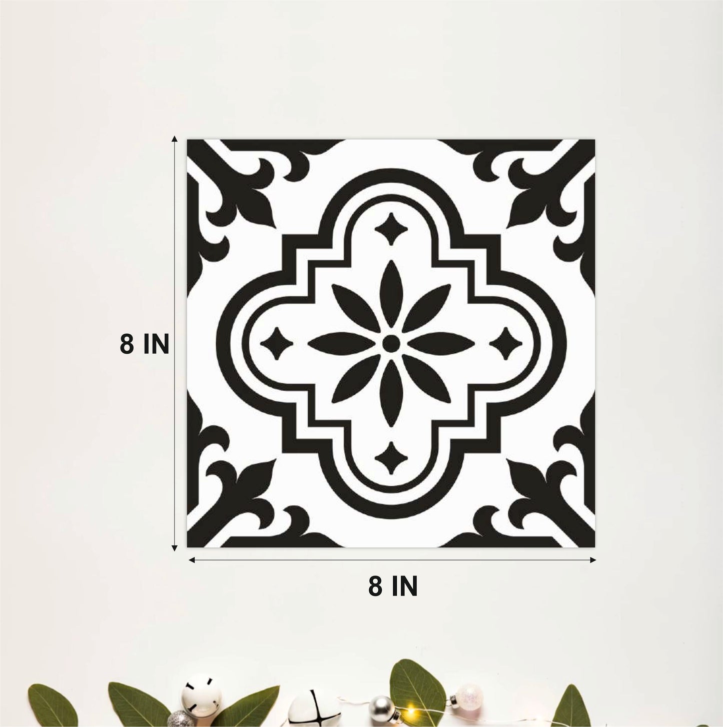 Monochrome Floral Mosaic Tile Sticker