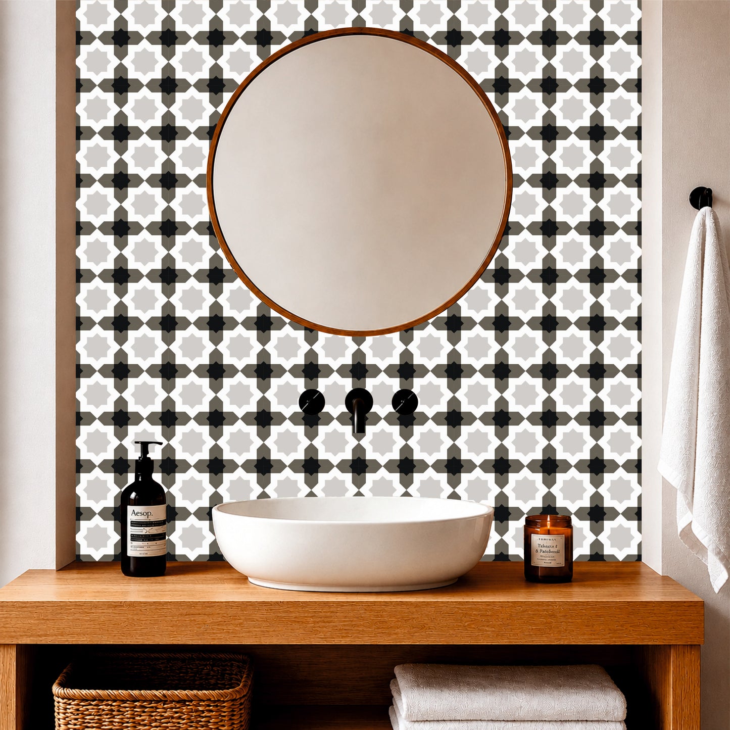 Warm Neutral Mosaic Tile Sticker