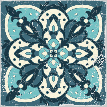 Vintage Teal Encaustic Tile Sticker