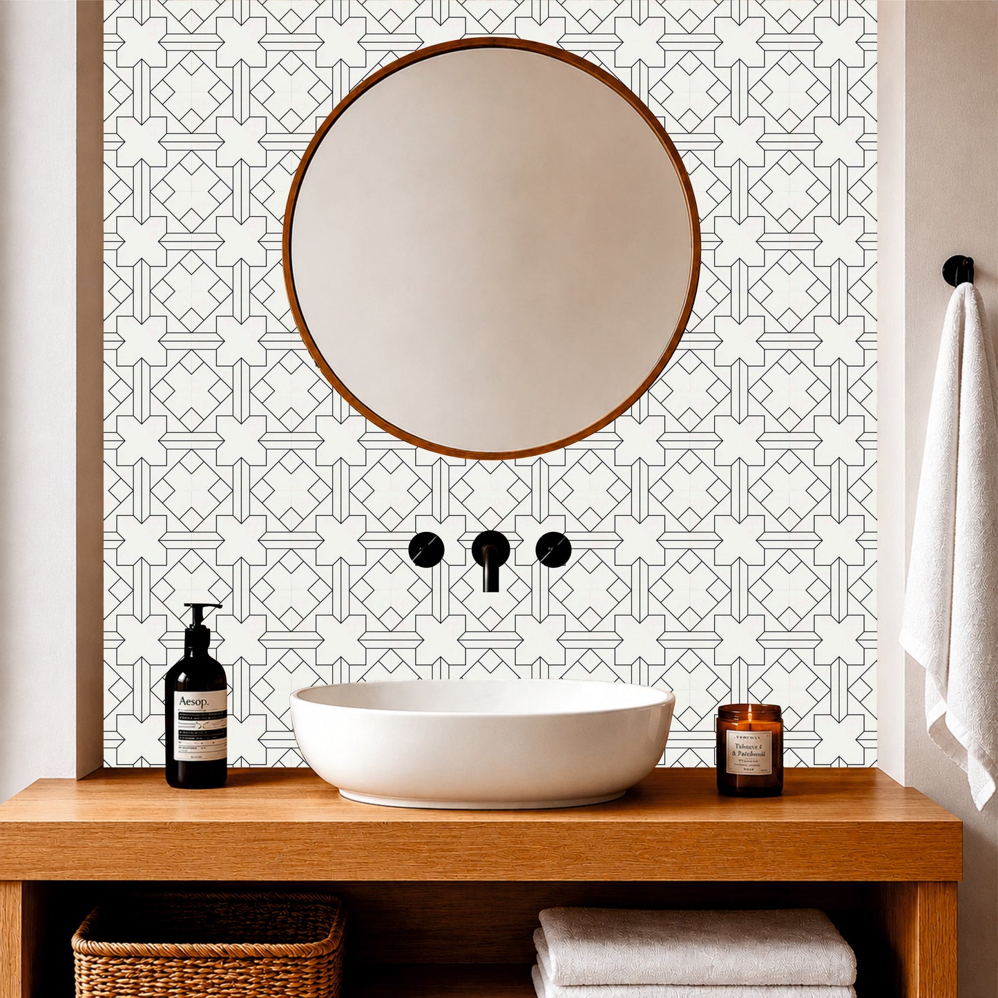 Scandinavian Line Pattern Tile Sticker