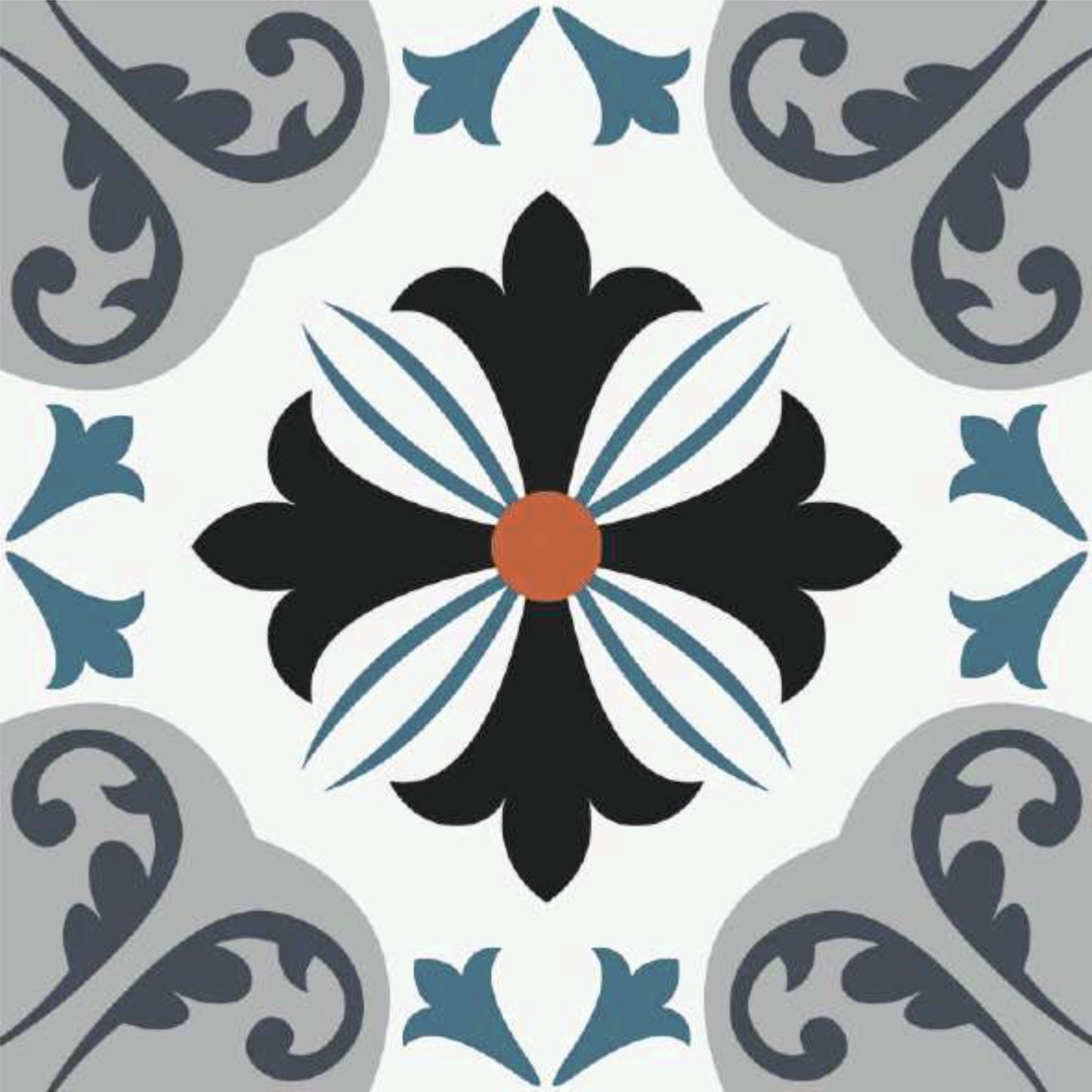 Ornamental Floral Medallion Tile Sticker