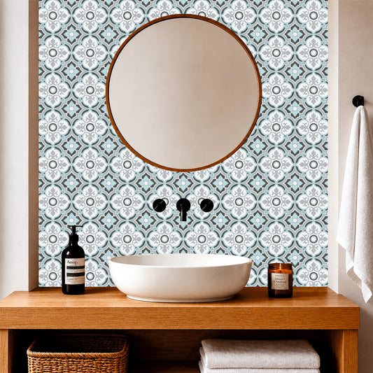 Elegant Botanical Medallion Tile Sticker