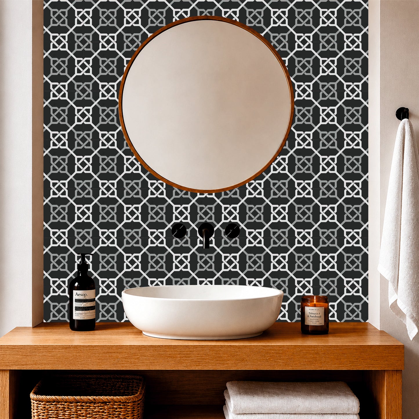 Graphite Geometric Mosaic Tile Sticker