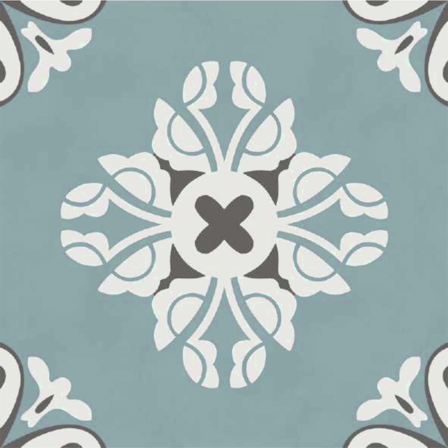 Powder Blue Floral Tile Sticker