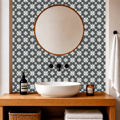 Charcoal Floral Tile Sticker