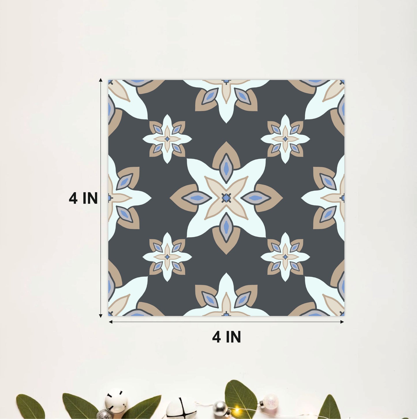 Charcoal Floral Tile Sticker