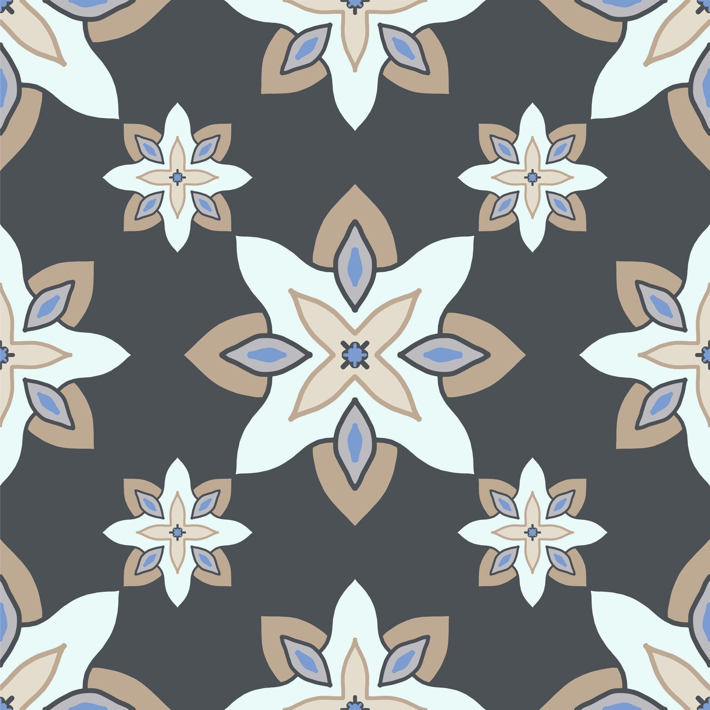 Charcoal Floral Tile Sticker