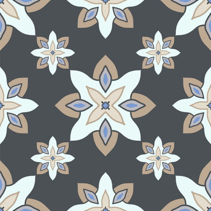 Charcoal Floral Tile Sticker