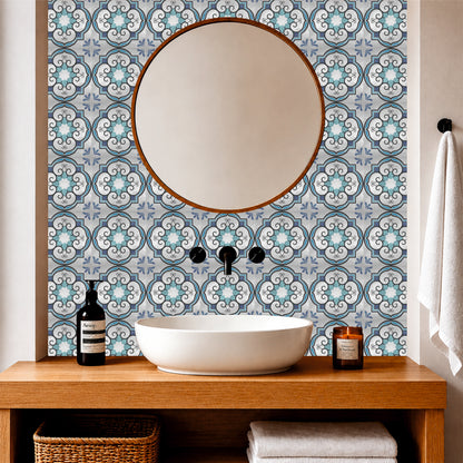 Blue Heritage Medallion Tile Sticker
