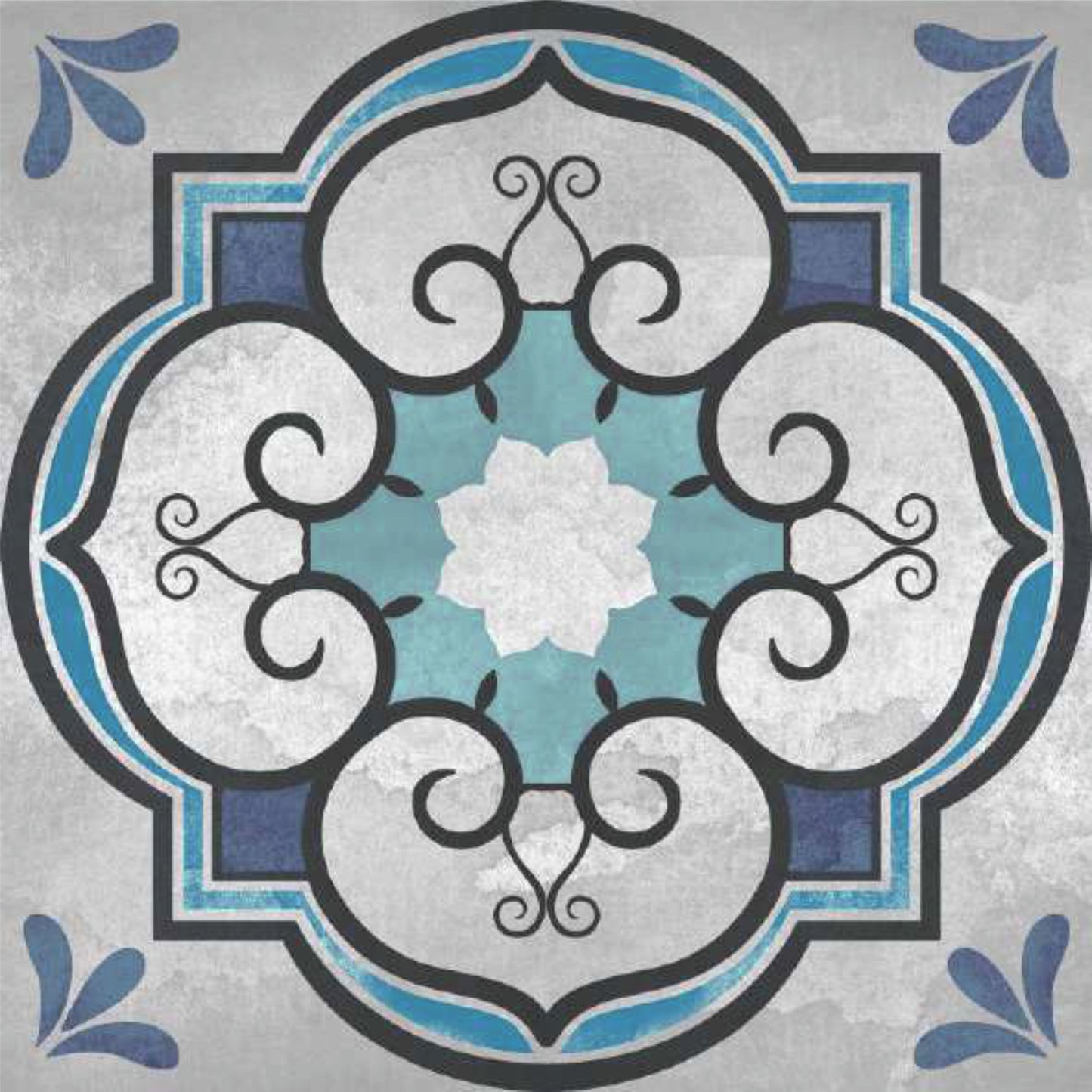 Blue Heritage Medallion Tile Sticker