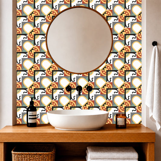 Geometric Color Block Tile Sticker