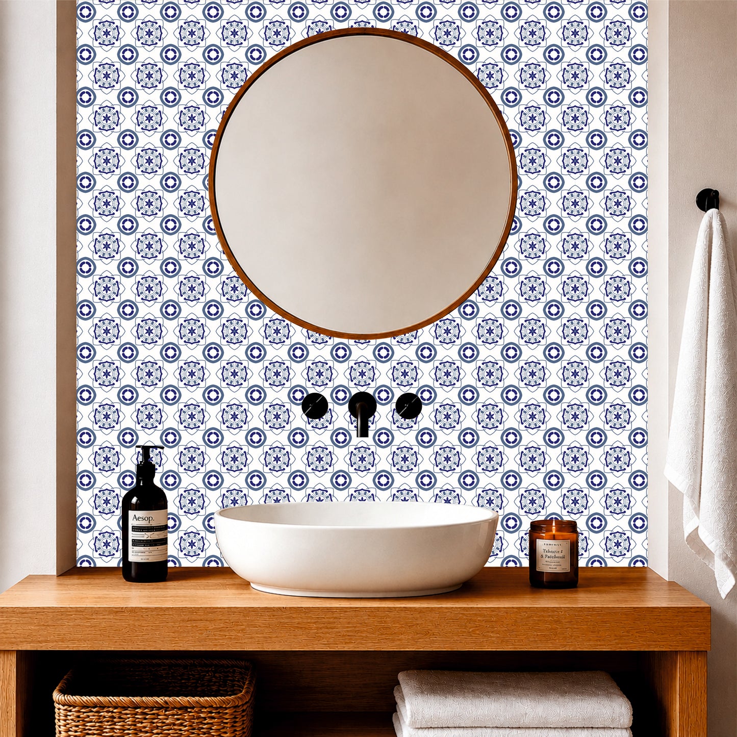 Traditional Blue Pattern Tile Sticker