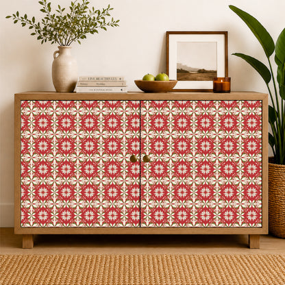 Terracotta White Lily Pattern Tile Sticker