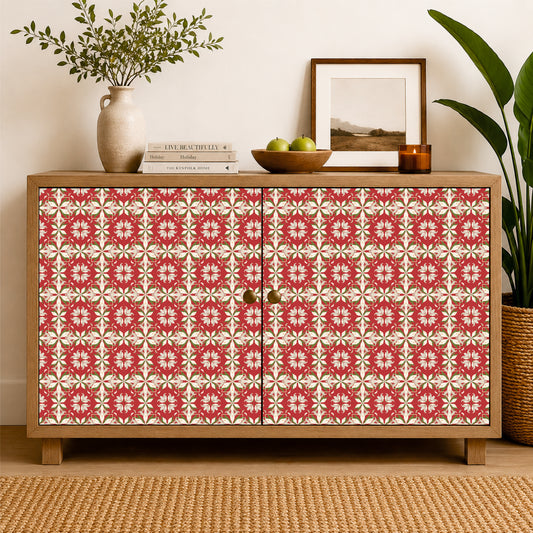 Terracotta White Lily Pattern Tile Sticker