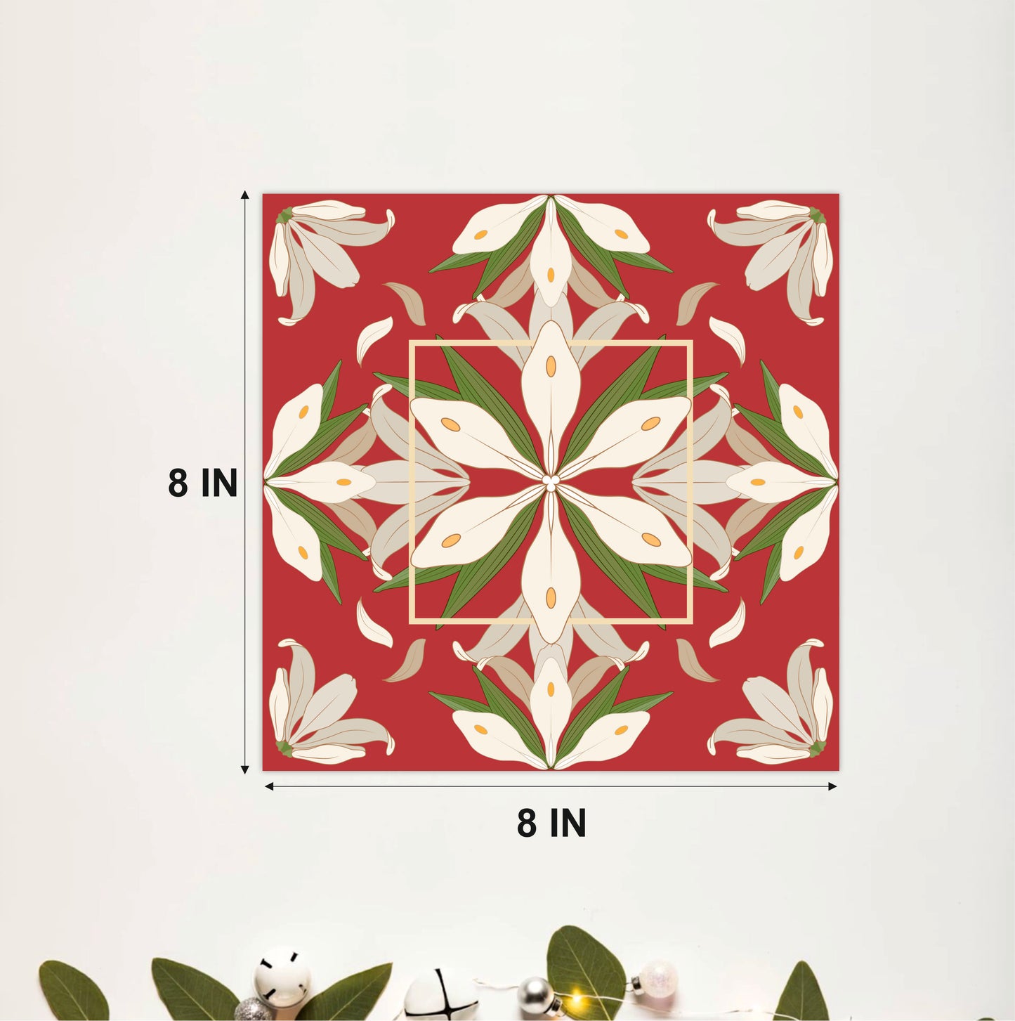 Terracotta White Lily Pattern Tile Sticker