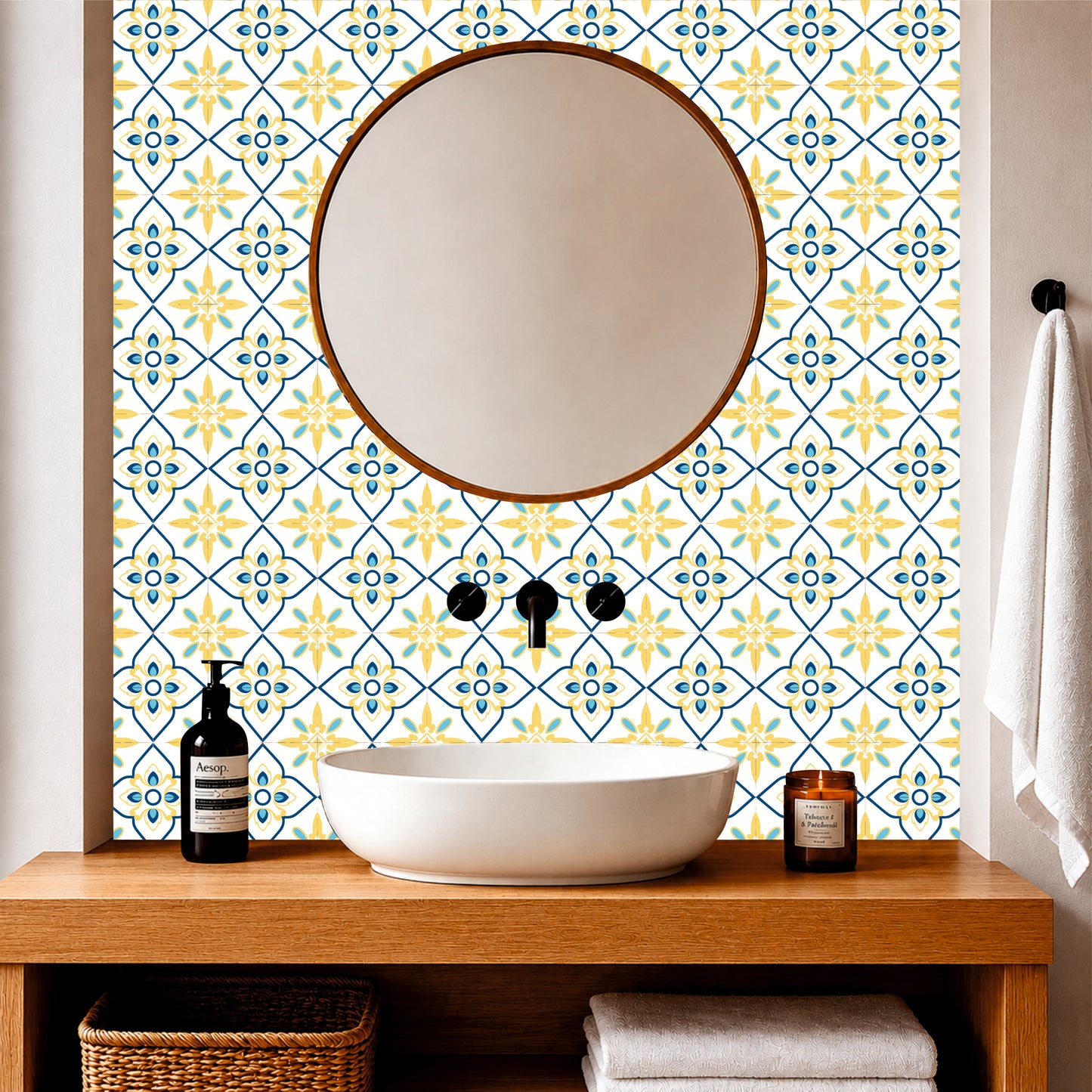 Golden Petal Heritage Tile Sticker
