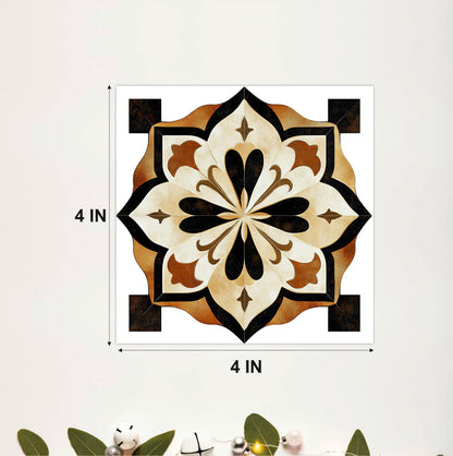 Vintage Black & Gold Floral Medallion Tile Sticker