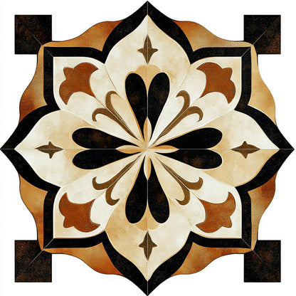Vintage Black & Gold Floral Medallion Tile Sticker