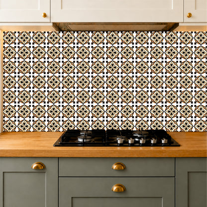 Vintage Black & Gold Floral Medallion Tile Sticker